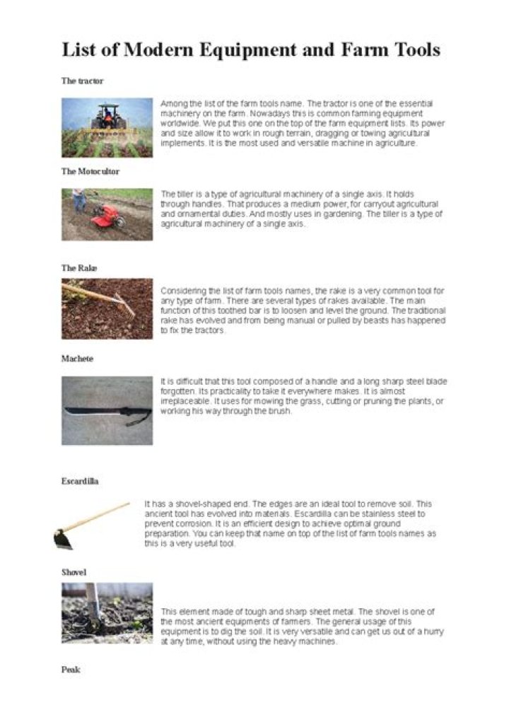 Exploring Essential Farm Tools and Equipment: Pictures and Names