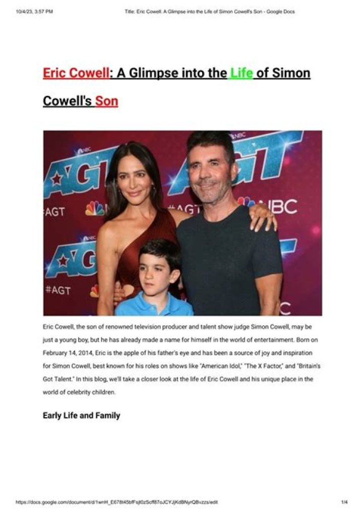 Unveiling the Life of Simon Cowell's Son: A Glimpse into the Next Generation